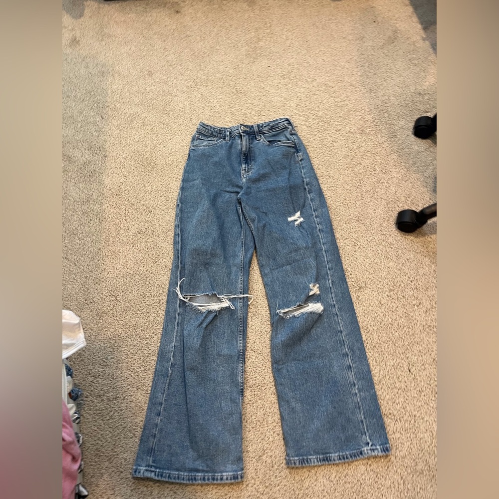 wide leg ripped jeans